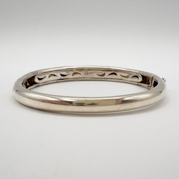 Asch Grossbardt Designer Sterling Silver 18k Gold Bangle w Onyx Moonstone Inlay - Picture 10 of 13